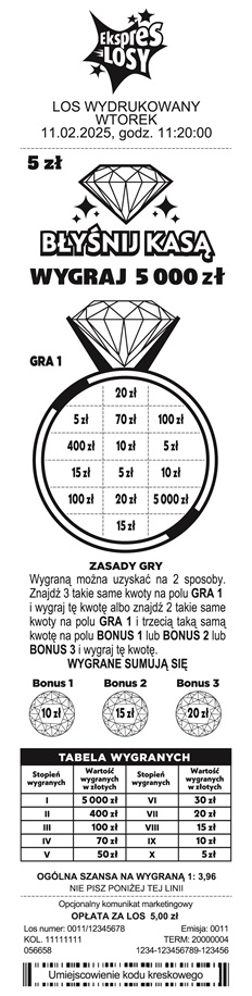 Wizerunek losu BŁYŚNIJ KASĄ